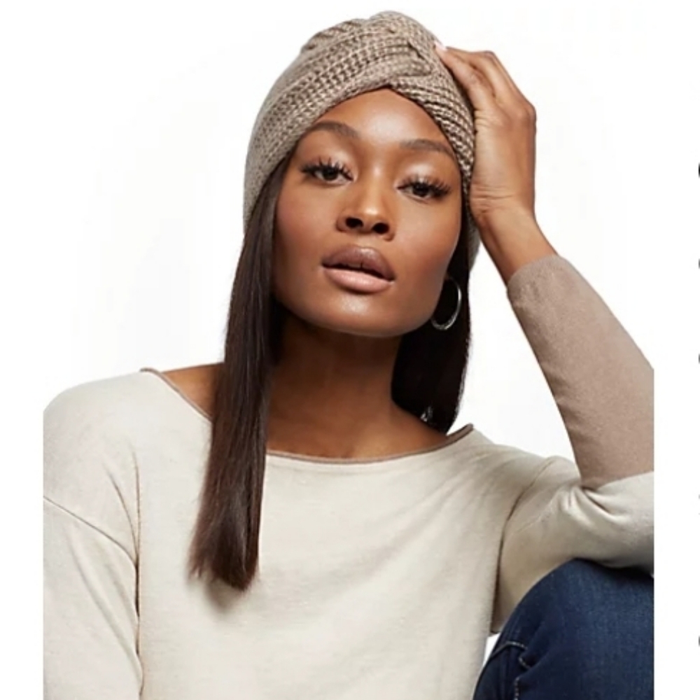 2 Metallic Turban Hats - Black/Marble Hill Heather